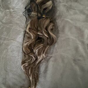 Wavy Brown Clip-In Hair Extension - Natural Brown with Blonde Highlights